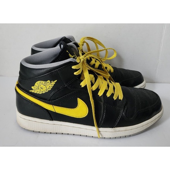 Air Jordan 1 Mid Yellow Retro Black 2014 Nike 554724-070 Mens Size 9.5 - Picture 13 of 16